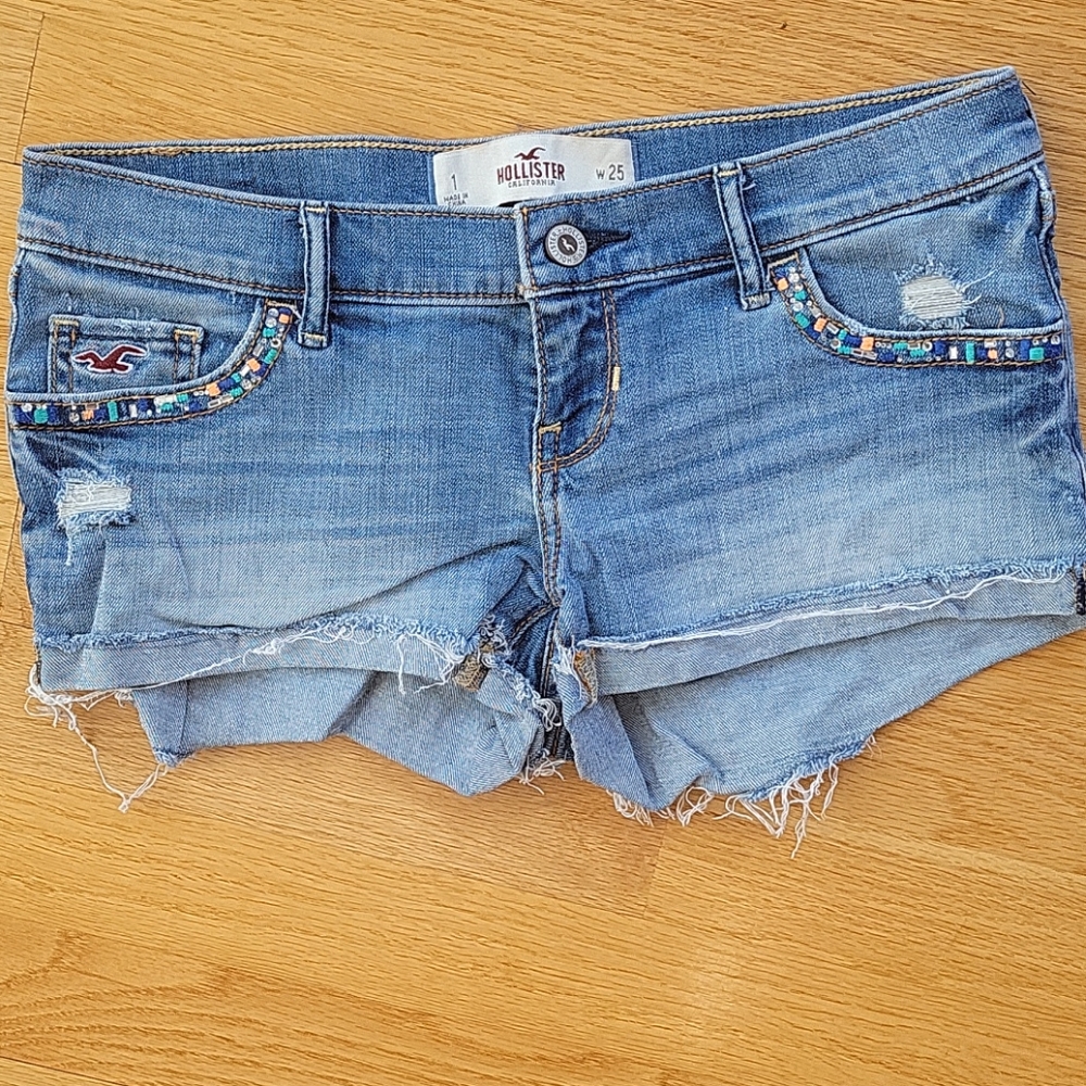 Hollister Jeweled Embroidered Distressed Shorts